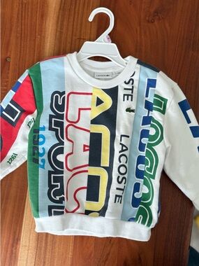 Lacoste Kids Multicolor Striped Logo Sweatshirt - Vintage 
Size 2T